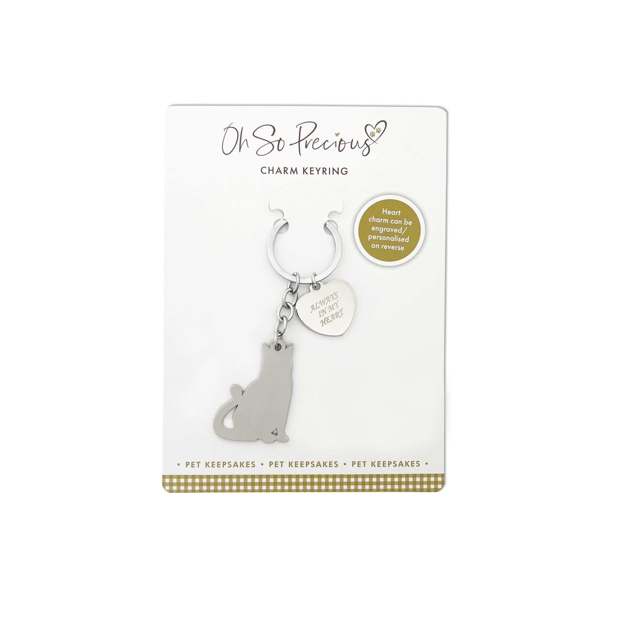 Cat Memorial Keyring - Always in My Heart Charm | Bereavement Gift | Stainless Steel Pet Keepsake | Cat Lover Remembrance | Sympathy Gift
