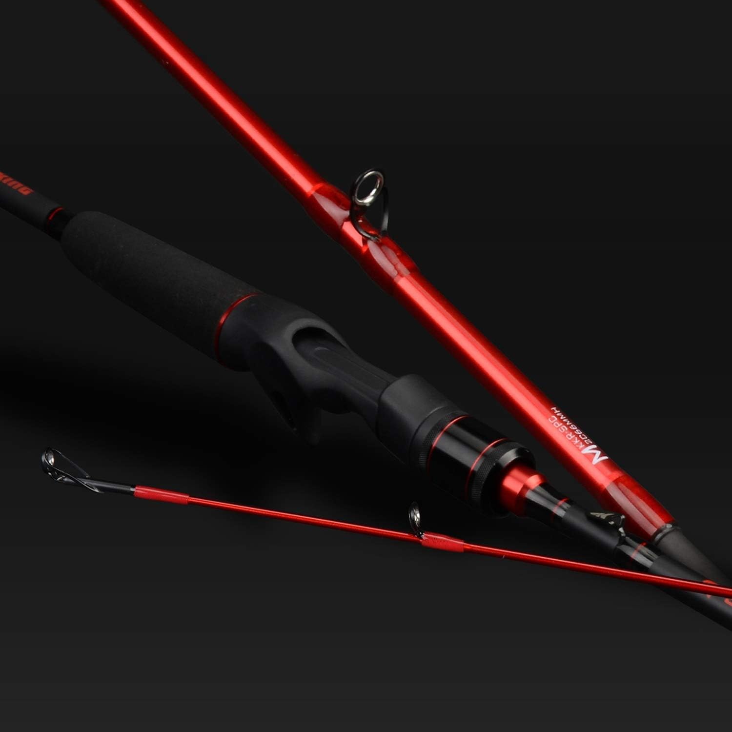 Cool Wearer Spartacus Rod Carbon Body Casting Fishing Rod with 2 Rod Tips 1.98m 2.13m Baitcasting Rod for Squid Pike Fishing pole,Red,1.98m