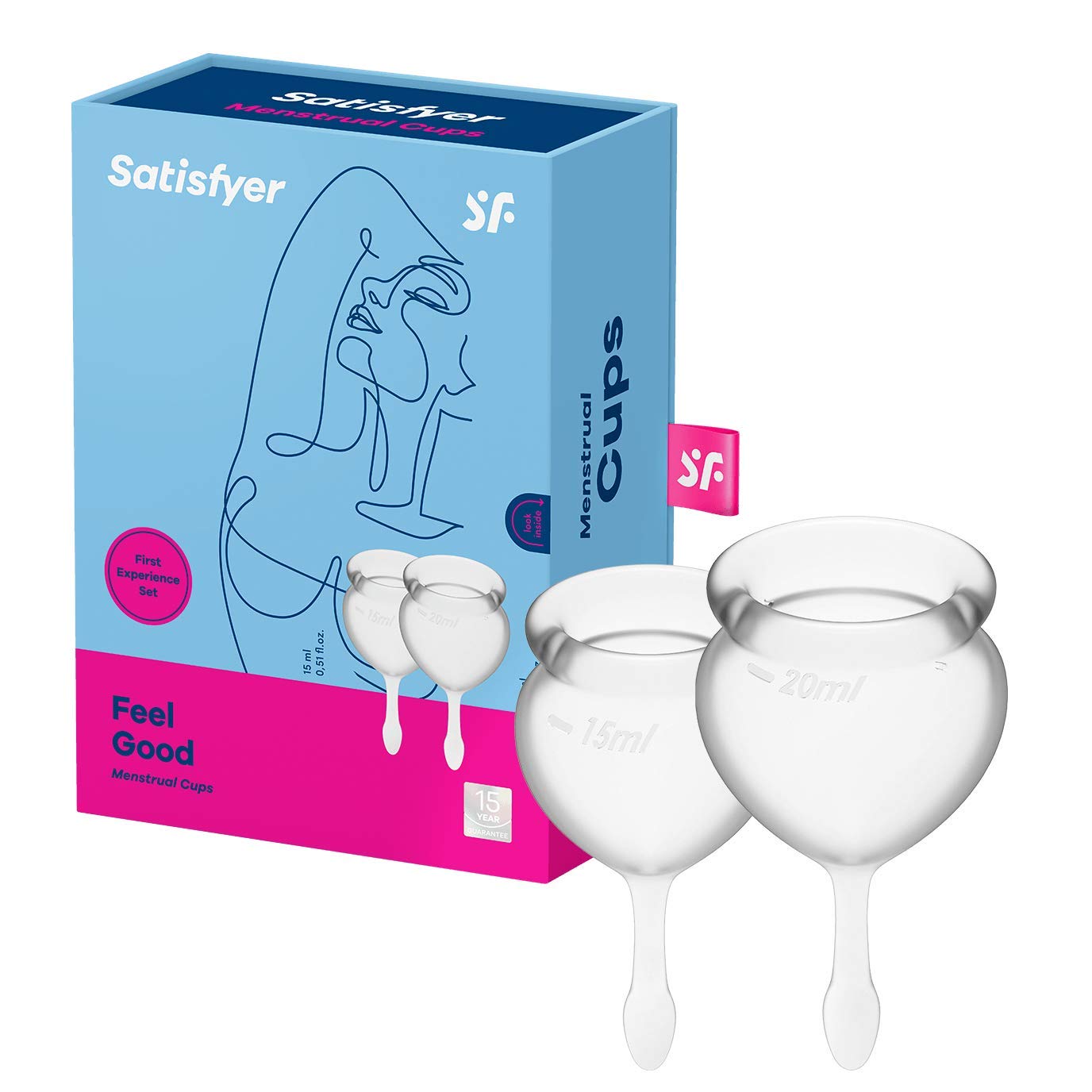 Satisfyer Feel Good Menstrual Cup 2 Pieces | Reusable & Sustainable Menstrual Cups, 15 & 20 ml | Easy to Clean & Comfortable | Long-Lasting Protection Medical Silicone: Transparent