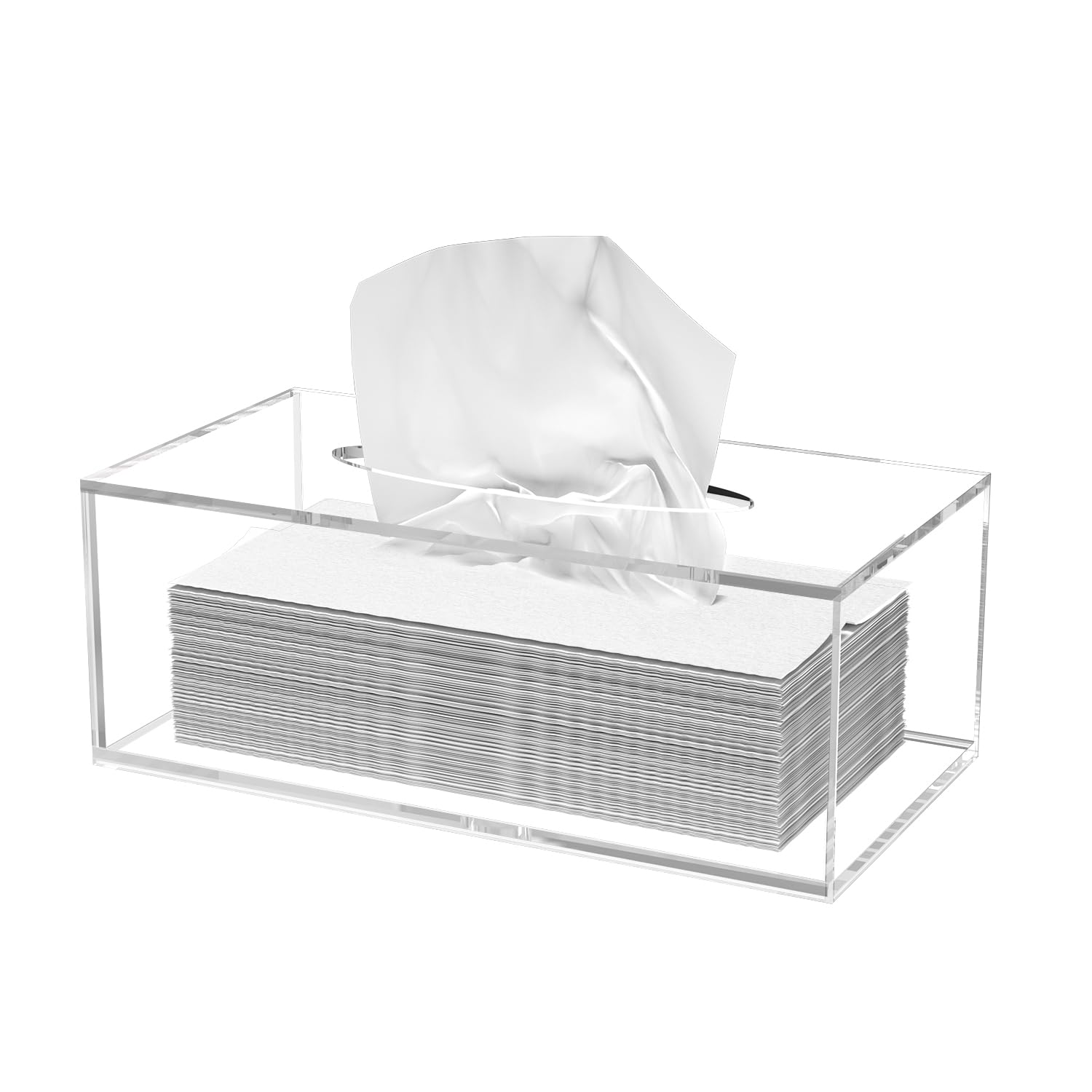 Photo 1 of Acrylic Tissue Box Cover, Clear Tissue Box Holder, PITBVO Facial Napkin Dispenser Holder Case Dryer Sheet Holder for Car, Bathroom, Kitchen, Office, Living Room, Home, Laundry, Counter Hotel Use