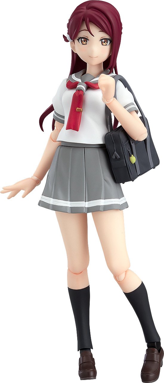 GOOD SMILE COMPANY Figma Riko Sakurauchi Figure - Action Figure - Medium - 12 Years to 18 Years - Includes Three Face Plates, School Bag, Plastic Bag, Shrimp Plushy, Bare Feet Parts, Pompoms