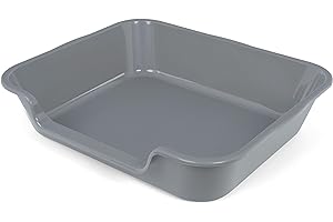 Ying Tutu 1 Pack of Extra Large Cat Litter Box (ABS Material), Low Entry Senior Litter Pen for Geriatric Kitty Big Cats, Jumbo Pet Safe Litter Boxes Tray for Indoor Pets Potty (Gray, 24" L x 20" W)