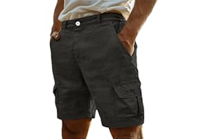 Mens Cargo Shorts Above Knee Elastic Waist Fishing Hiking Short Pants Lightweight Loose Outdoor Golf Shorts Pockets