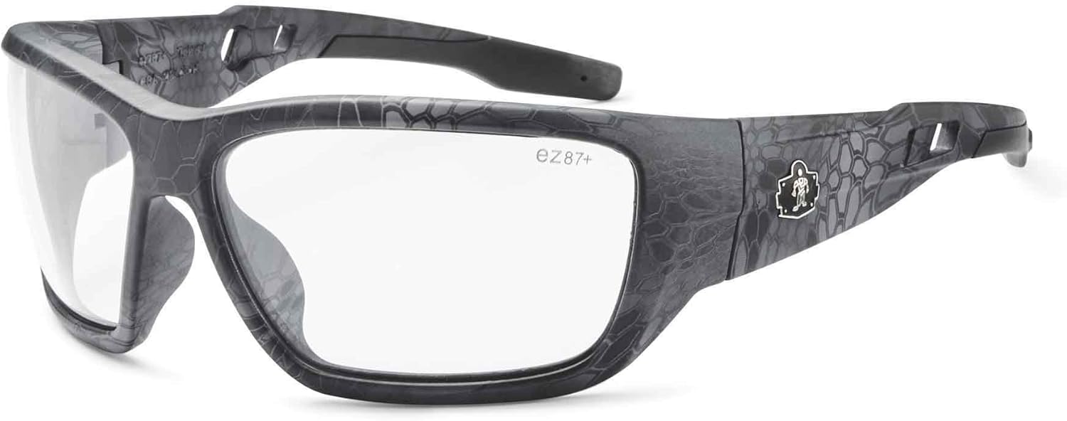 Ergodyne Skullerz Baldr Anti-Fog Safety Glasses- Kryptek Typhon Black Camo Frame, Clear Lens
