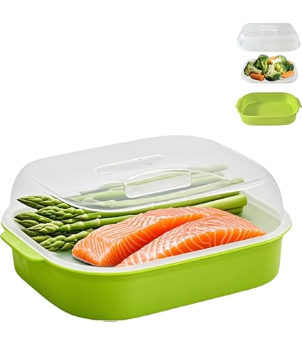 Lot De 2 Cuiseurs Vapeur En Silicone Pour Micro-ondes - Cuisine Saine, Poignée Sûre, Résistants Au Froid Et Chaud - 22x17x14 Cm