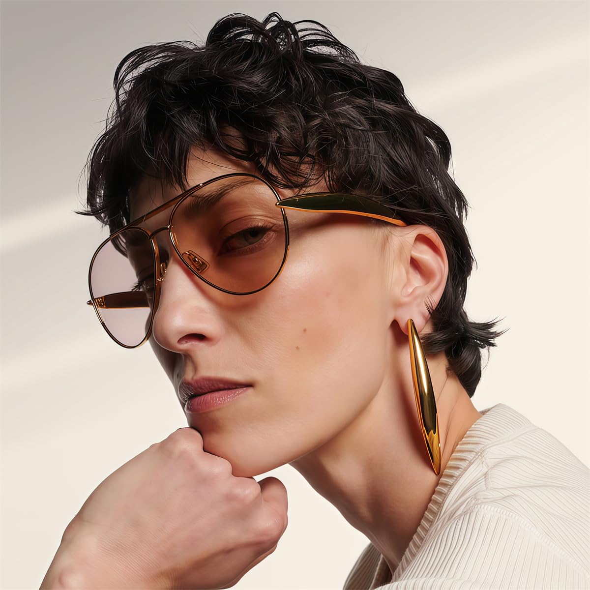 GUVIVI Retro Gold Aviator Sunglasses for Women Men, 2025 Metal Oversized 70s Aviators Sun Glasses