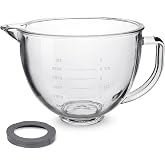 Glass Mixing Bowl 5 QT for KitchenAid 4.5 and 5 Quart Tilt-Head Stand Mixers