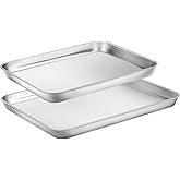 Cookie Sheets for Baking, Stainless Steel Baking Sheet Cookie Sheet, 10/12 Inch Toaster Oven Pans Set of 2, Dishwasher Safe & Mirror Finish & Rust Resistant
