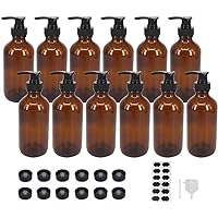 BPFY 12 Pack 8 oz Amber Glass Bottles with Pumps for Essential Oils, Cleaning Products, Lotions, Aromatherapy Oil, Pump Bottl