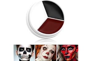 Red Black White Face Paint Clown Makeup, DE'LANCI Halloween Face painting Makeup Kit Professional White Black Body Paint, Waterproof Joker Sfx Pennywise Body Painting Zombie Vampire Skeleton Costume