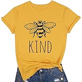 Be Kind Tshirt Women Cute Bee Graphic Shirt Funny Inspirational Teacher Short Sleeve Tees Tops