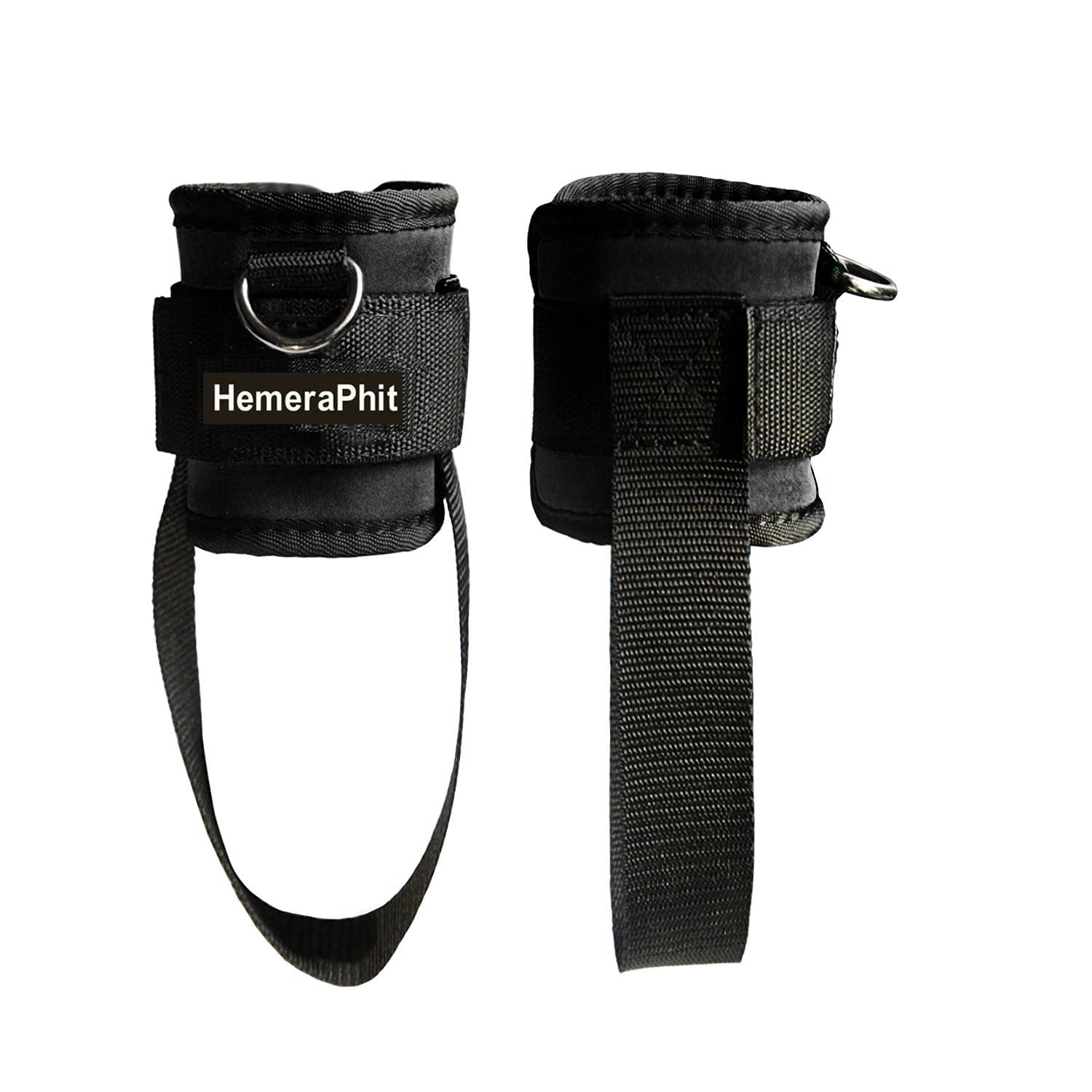 HemeraPhit Exercise Machine Attachment Ankle Cuff Adjustable Ankle Straps Workout Leg Training Bodybuilding Gym Equipment, 1Pair(Black)