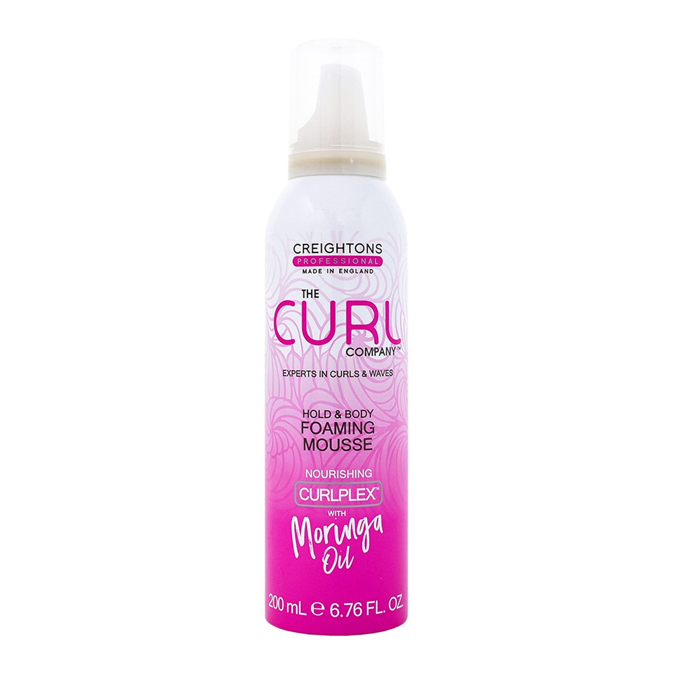 The Curl Company Hold and Body Foaming Mousse (200 ml) - Defines Curls and Waves, Eliminates Frizz and Smoothes Unruly Flyways; Professionally Formulated with Curplex and Nourishing Moringa Oil