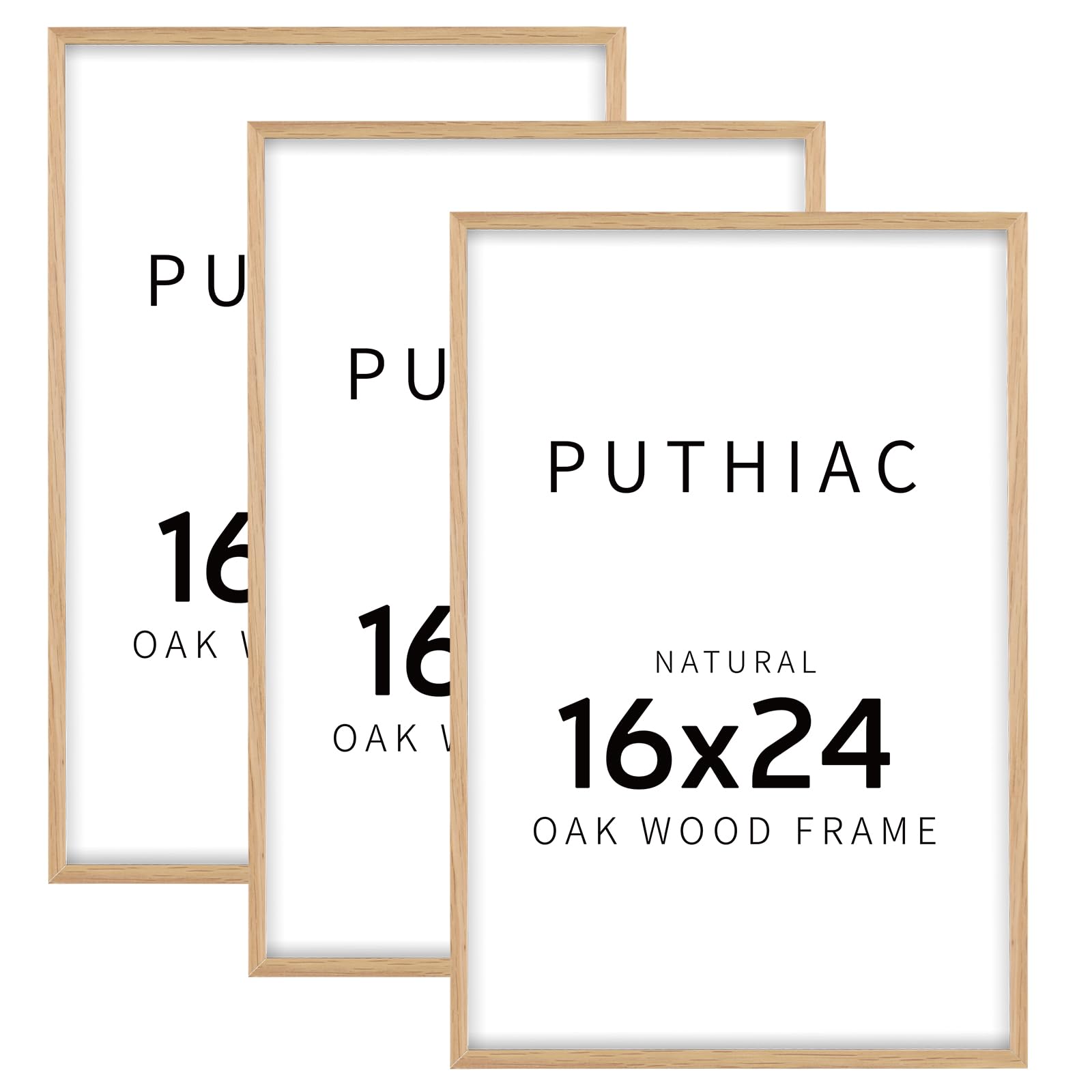 Photo 1 of 16x24 Oak Wood Picture Frame - Minimalist 16x24 Poster Frame, 16"x24" Frame Wood, Natural Solid Wooden Picture Frames for Wall Art Photo and Prints(3 Pack, Beige)