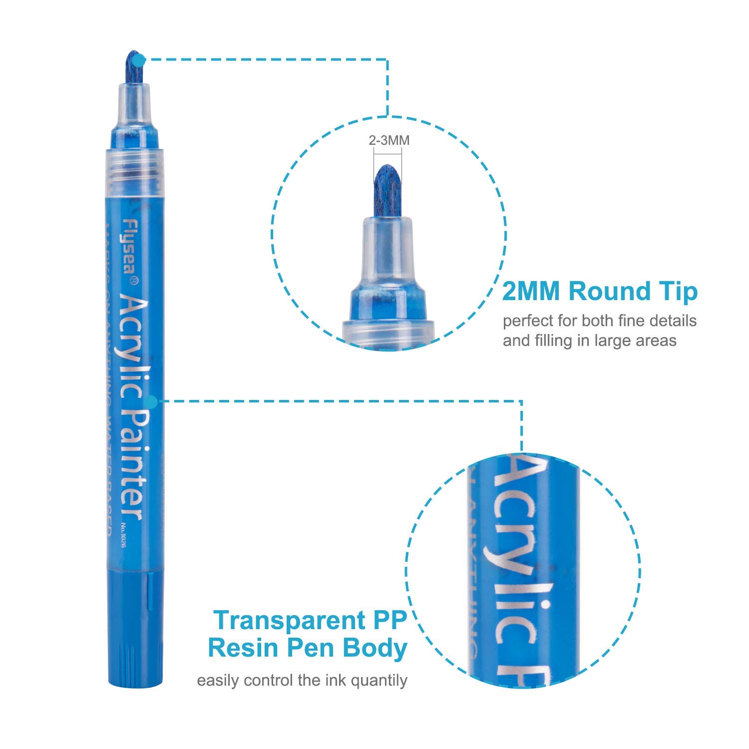 Acrylstifte Marker Stifte, Sunvito Set 12 Farben Acrylfarben Marker auf Wasserfest für Garten, Papier, Malerei, Leinwand, Fotoalbum, Heimwerken, Glas, Keramik, Holz, Metall, DIY