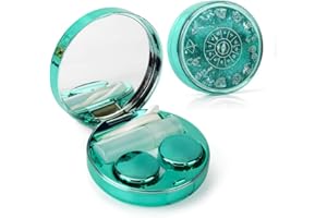 ofone Contact Lens Case, Bling Constellations Contact Lenses Cases with Tweezers Remover Tool Mirror Solution Bottle Portable Contact Lens Storage Container Kit for Travel (Green)