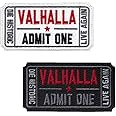 Homiego Ticket to Valhalla Admit One Die Historic Live Again Tactical Morale Badge Embroidery Iron on Patch (1Black+1White)