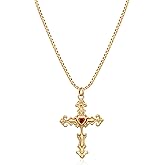 LADYGD Cross Necklace for Women Trendy 14K Gold Plated Cubic Zirconia Cross Pendant Necklaces Handmade Christian Everyday Jewelry Gifts for Women