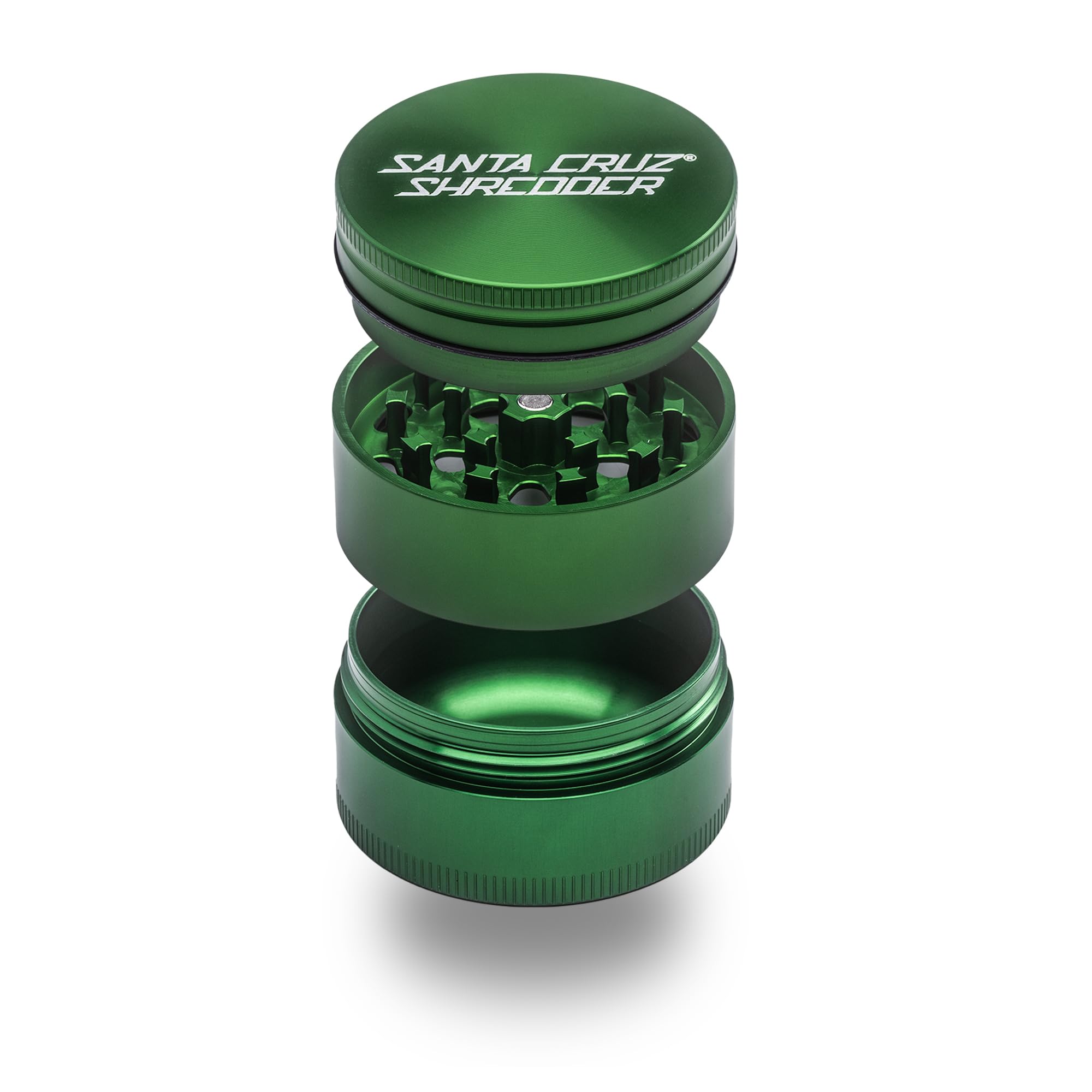 Santa Cruz Shredder Herb Grinder 3 Piece Medium 2 1/8" Superior Grip and Aluminium (Green)