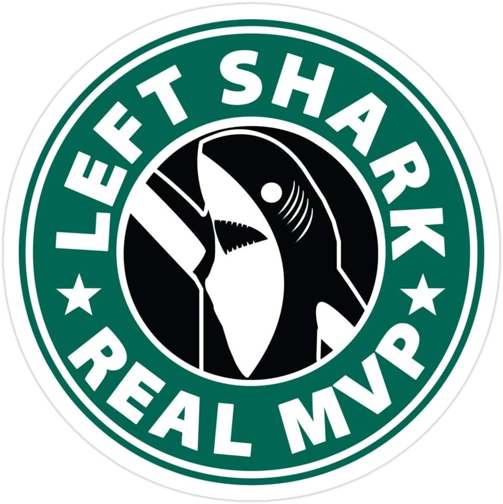 3 PCs Stickers Left Shark Real MVP - Super Bowl Halftime Shark 2015 Sticker for Laptop, Phone, Cars, Vinyl Funny Stickers Decal for Laptops, Guitar, Fridge
