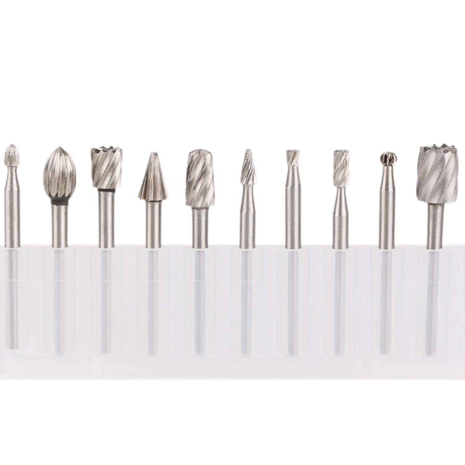 SPTA 10Pc HSS Router Carbide Engraving Bits & 10Pcs Router Bit 1/8"(3mm) Shank for Rotary Tools for DIY Woodworking, Carving, Engraving, Drilling: Industrial & Scientific
