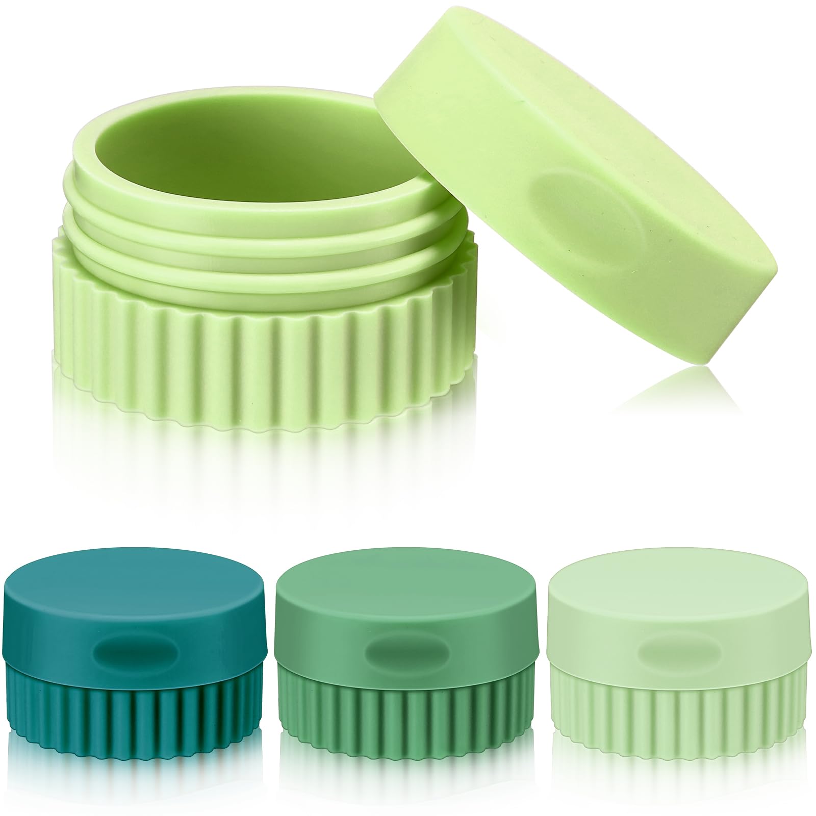 Perthlin 4 Pcs Travel Containers for Toiletries Small Silicone Cream Jars 0.68 oz Travel Size Container Leakproof Travelling Accessories with Lid for Cosmetic Body Skin Cream(Green Color)