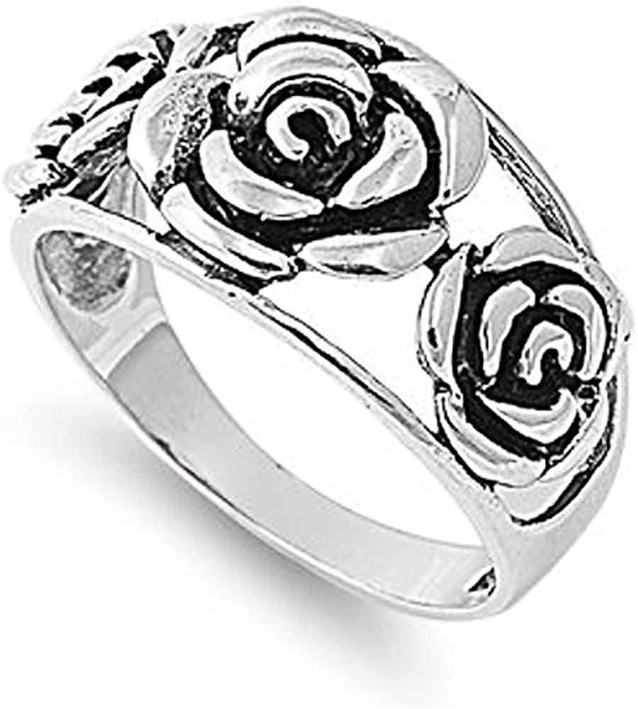 Sterling Silver Rose Ring Sterling Silver Roses Ring