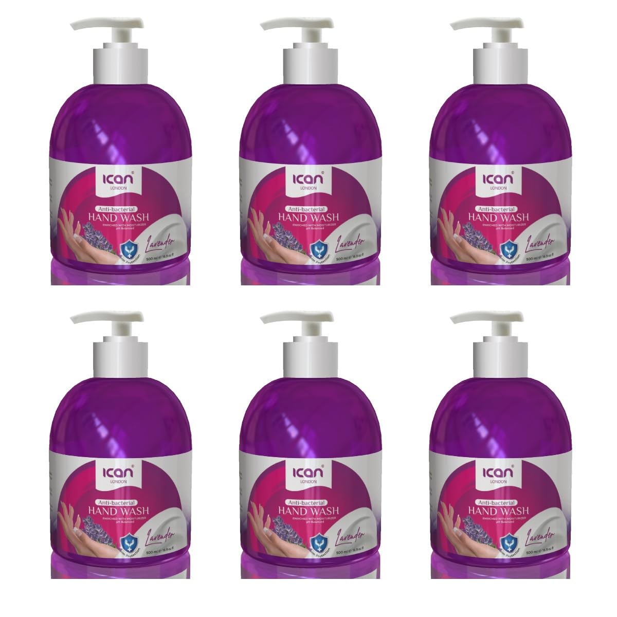 ican London Lavender Anti-bacterial Hand Wash 6 x 500ml