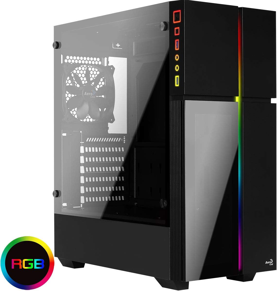 Boitier Moyen Tour ATX AeroCool Playa Tempered Glass RGB avec panneau vitré (Noir)