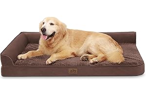 COZY KISS Orthopedic Dog Beds for X-Large Dogs, Waterproof Memory Foam Dog Bed with Sides, Non-Slip Bottom and Egg-Crate Foam Big Dog Couch Bed with Washable Removable Cover,Brown (XL,48" L x 32" W x 7.5" Th)