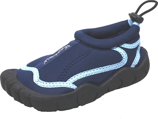 Kinder Strandschuhe | Badeschuhe | Surfschuhe aus Neopren für Jungen oder Mädchen | Rutschfeste Gummisohle | Blau | Größe 23