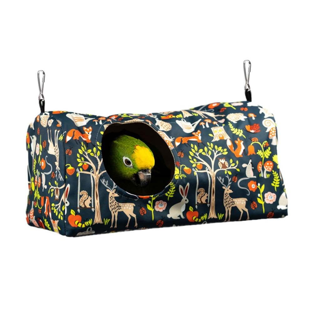 MiOYOOW Bird Nest Bed, Breathable Cockatiel Snuggle Hanging Hut Winter Parrot Hammock for Parakeet Budgies Lovebird Hamster Guinea Pig