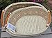 ShopOnNet RT450190-2 Handwoven Oval Wicker Storage Basket Curve Pole Handle in Cream and Brown (Set of 2)