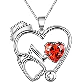 beautlace Nurse Necklaces Stethoscope Heartbeat Pendant Sliver/Black Gun Plated Medical Jewelry for Doctor Nurse Medical Student Nurse Gifts for Women KP0215