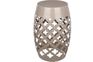 Vipush Outdoor Lace Cut Iron Side Table,Patio Garden Stool Coffee End Table Nightstand for Small Spaces,Living Room,Front Porch,Poolside,Brown