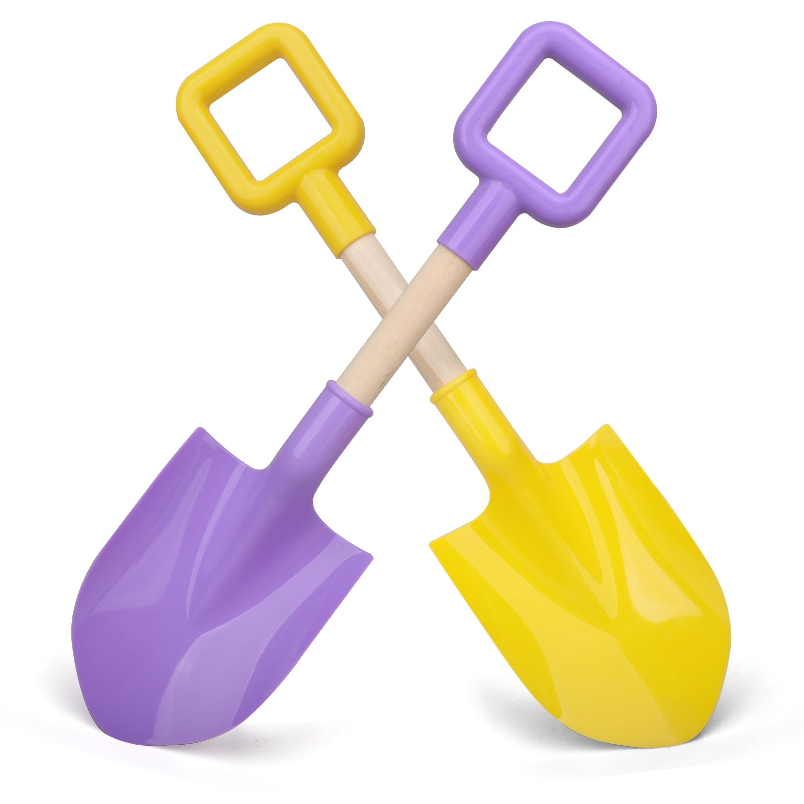 Photo 1 of LNCOJOLM Long Beach Shovel Sand Spades Wood Handle, Sturdy Scoop Sandbox Toys for Kids Adults, Garden Backyard Planting Tools Kit for Digging, ABS Plastic Spade Beach Essential - Yellow Purple