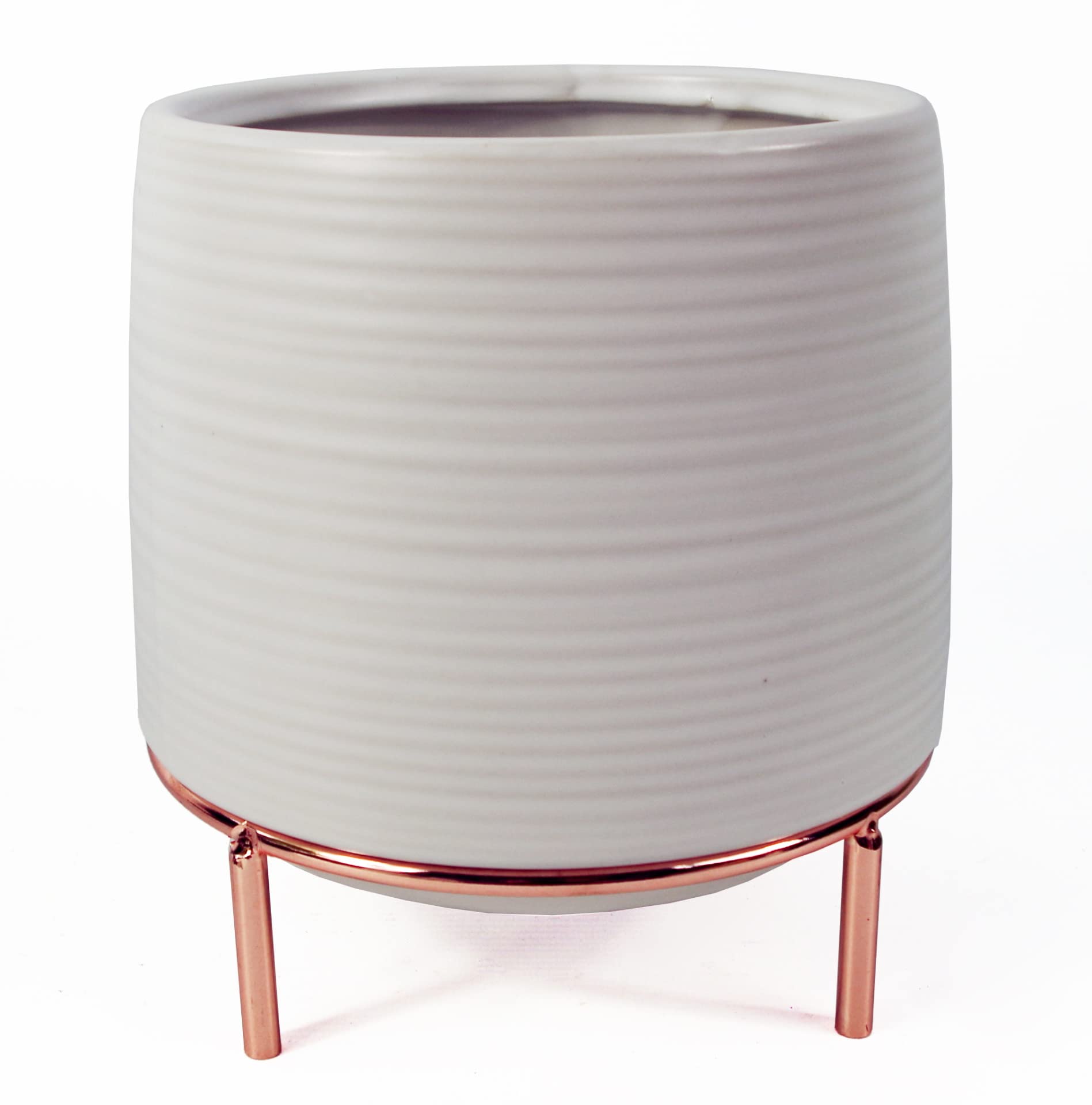 Leaf Ceramic Planters, White Gold Stand, 17cm x 17cm x 18cm