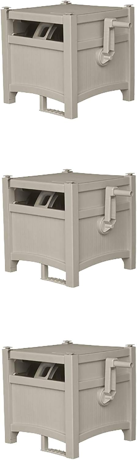 Suncast 100' Slide Trak Stationary Garden Hose Reel Hideaway, Taupe (3 Pack)