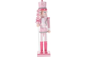 PASOLABE Pink Nutcracker Soldier - 14 Inch Wooden Nutcracker Figure, Glitter Collectible Christmas Ornament for Xmas Gifts