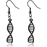 DNA Double Helix Science Stainless Steel Dangle Earrings