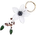 Giftale Genuine Leather Flower Tassel Keychain Car Keyring Fob Boho Accessorie for Women