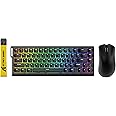 ATTACK SHARK X68 HE Wired Rapid Trigger Mechanical Gaming Keyboard and R1 Mouse Combo with Adjustable Actuation,Coiled Cable,USB C/2.4Ghz Wireless/BT Ultralight 18K DPI Mice for Esport Gamer(Black)