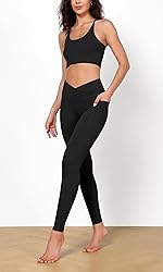 ODODOS Cross Waist Yoga Leggings for Women with