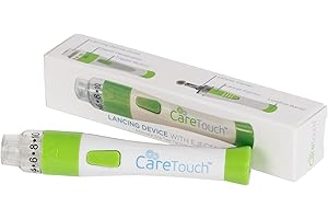 CARE TOUCH Lancing Device with Ejector for Diabetes Testing, Adjustable for Minimizing Pain and Discomfort in Blood Glucose Testing - Lancet Device - Works with Most (Round) Diabetic Lancets