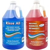 Quality Chemical Commercial Dishwasher Combo &ndash; Machine Dishwash Detergent Heavy Cleaning Destaining Low or High Temp + Rinse All Spot Free Drying Agent for Dishes Glasses 1 Gallon + 1 Gallon (2 Pack)