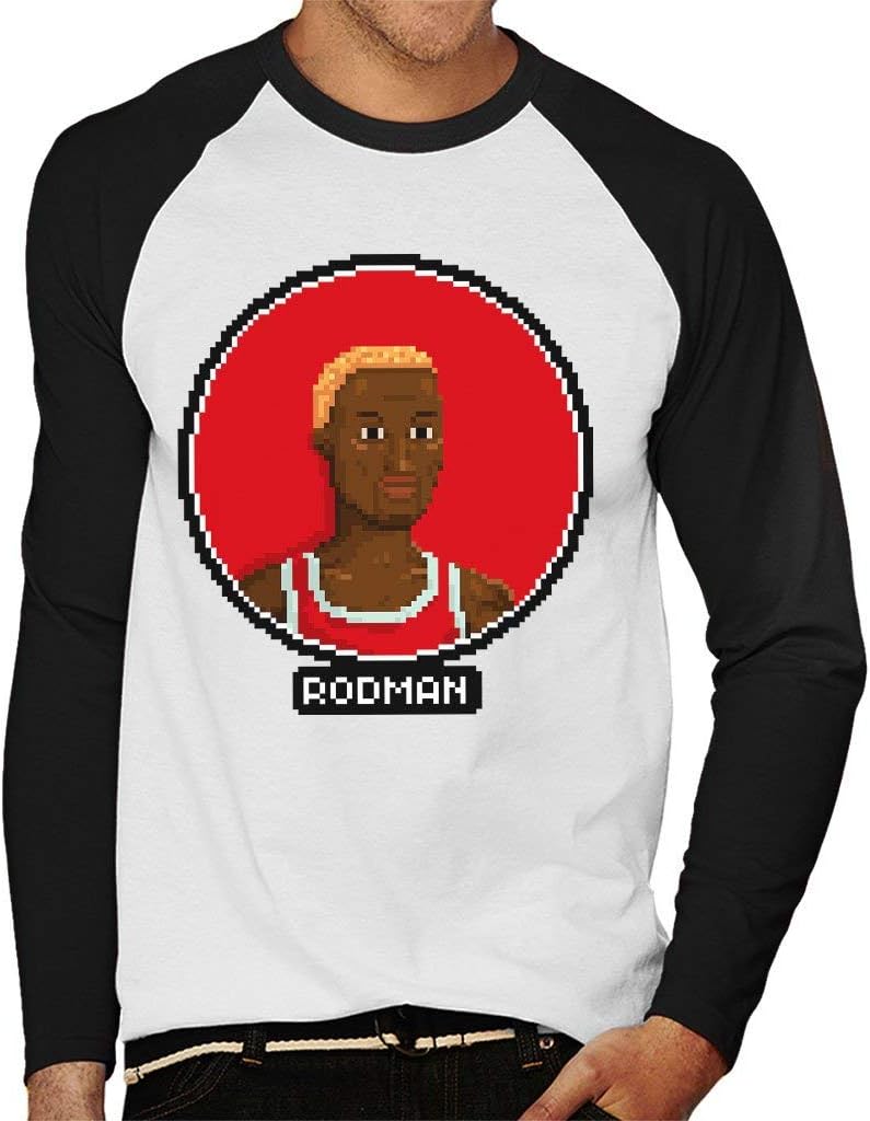 Dennis Rodman Profile Pixel Men's Baseball Long Sleeved T-Shirt