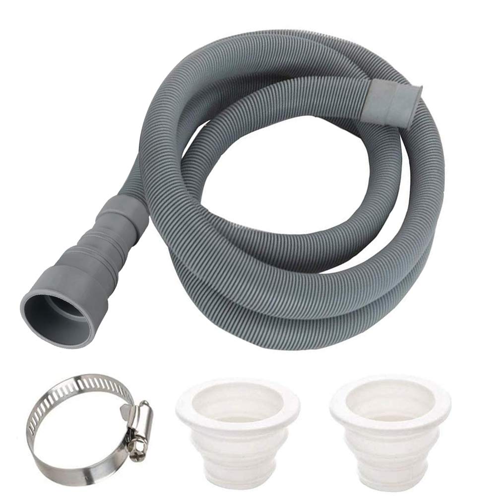 Lurowo Drain Hose Washing Machine Hose Inlet Hose Pipe Including Hose Clamp and Pipe Sealing Plugs, Extension Washing Pipe (2m)