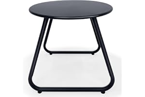 Meluvici Outdoor Side Table, Weather-Resistant Steel Patio Table, Small Outdoor Indoor Round End Accent Table for Patio Garden Balcony Bistro Yard, Black
