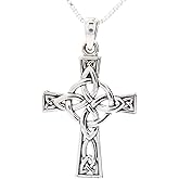 Jewelry Trends Four Point Celtic Knot Cross Silver Pendant Necklace 18"