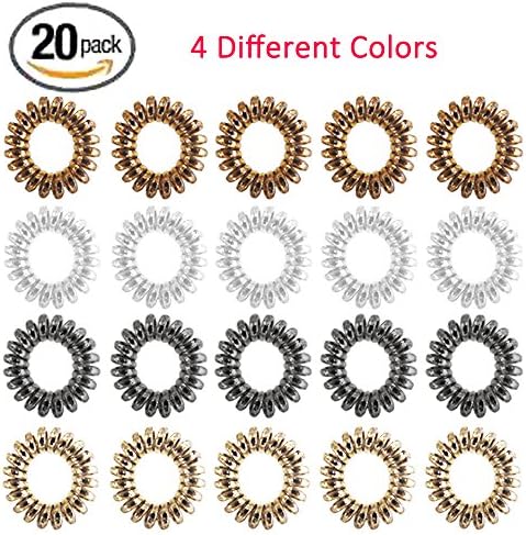Elastic Hair Ties Hair Rubber Bands No Damage Traceless Hair Ring Rope Clear Plastic No Crease Spiral Twist Ponytail Holders Stretchy Hair Coil Telephone Cord Set Styling Accessories 20 Pack